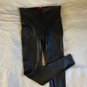 SPANX Black Faux Leather Kids Leggings